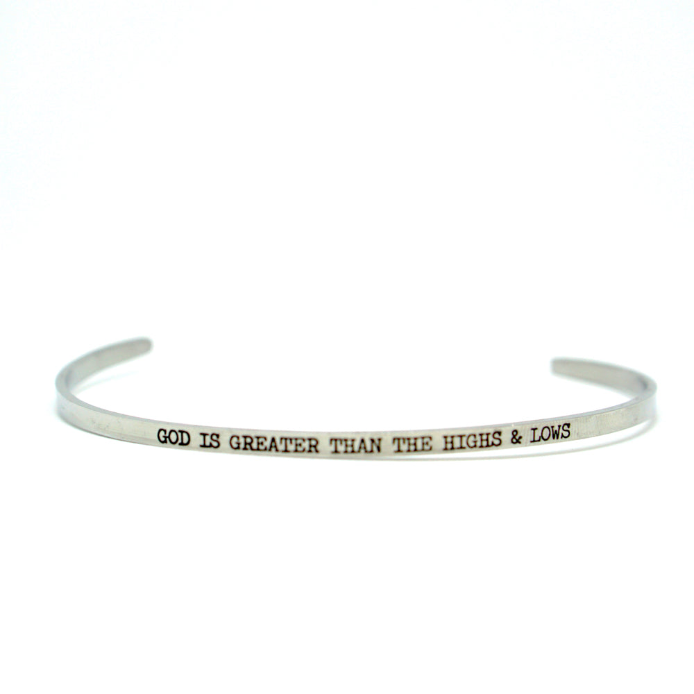God Is Greater Than The Highs And Lows Bangle Religious Delicate Cuff Bangle - Jaeci Jewlery