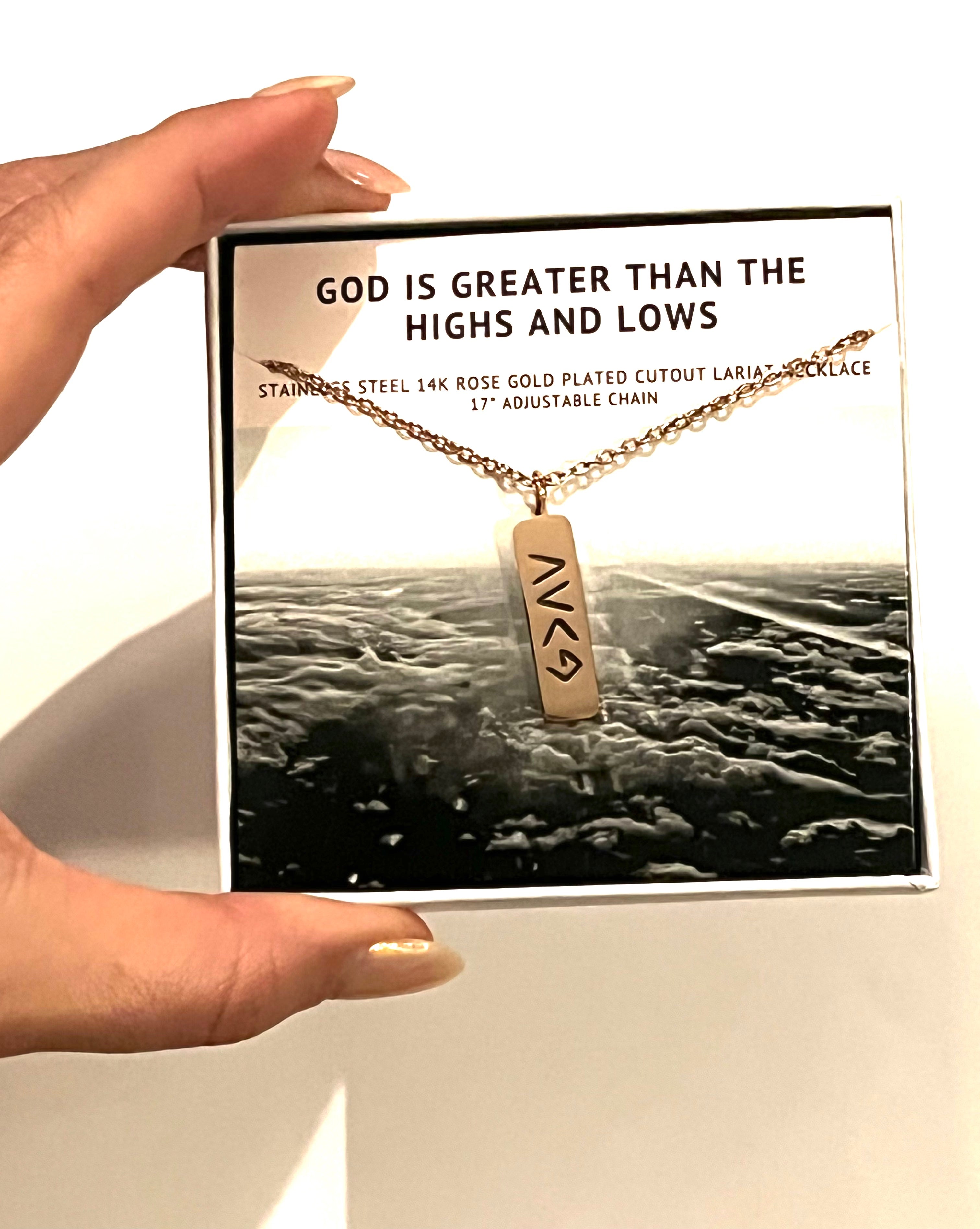 GOD IS GREATER THAN THE HIGHS & LOWS DROP NECKLACE