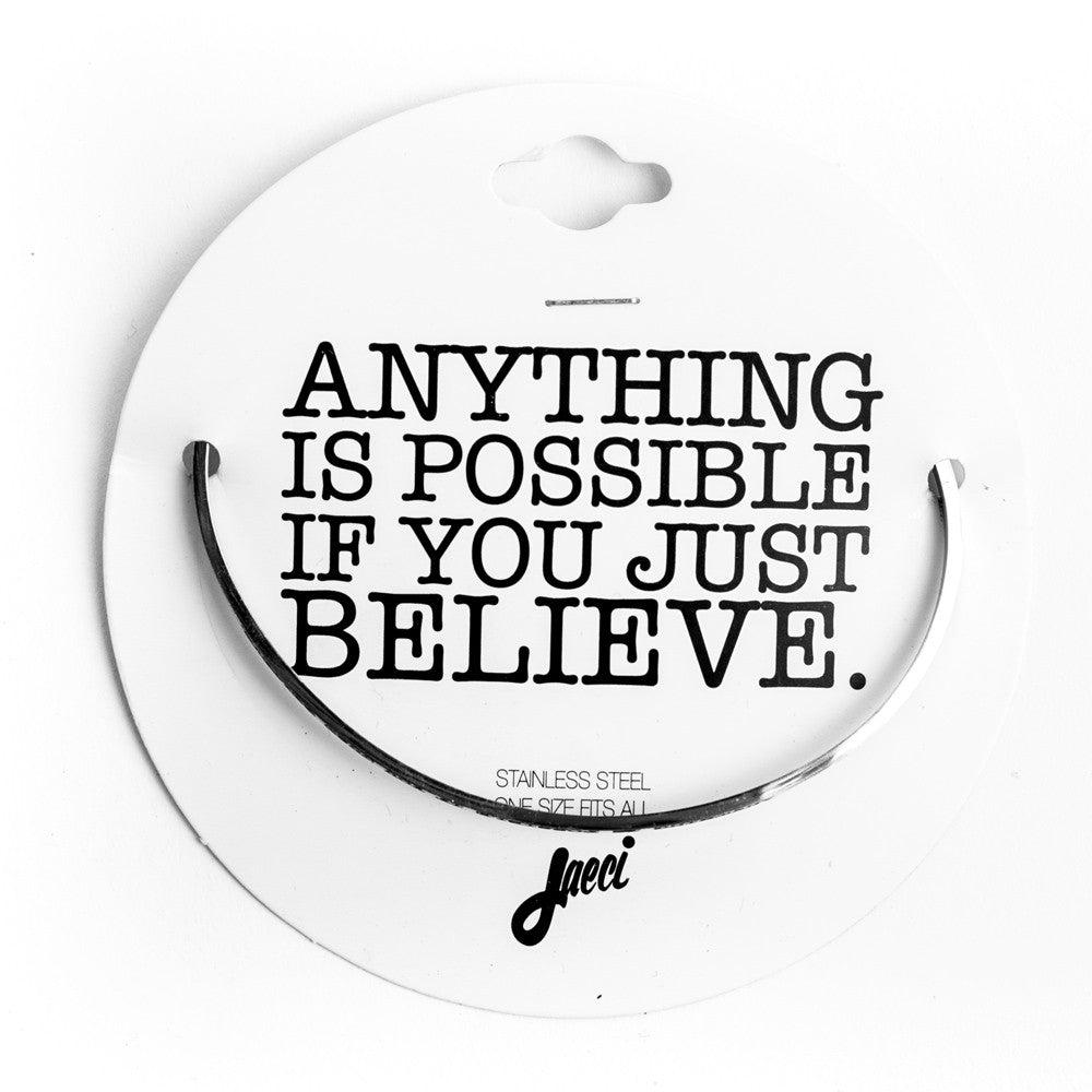 Anything is Possible If You Just Believe Bangle Religious Delicate Cuff Bangle - Jaeci Jewlery