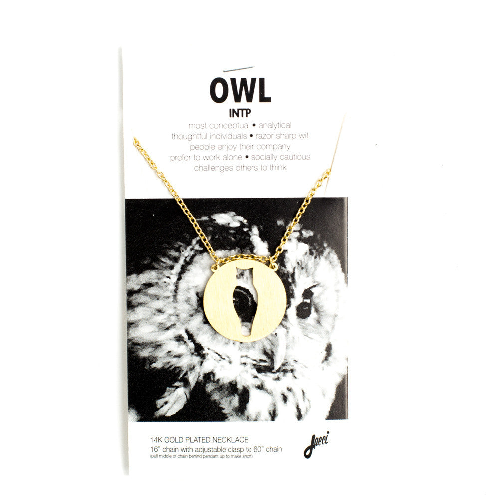 Owl Animal Necklace INTP Spirit Animal Necklace - Jaeci Jewlery